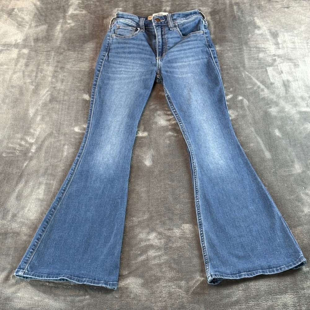 Hollister Curvy High-Rise Flare‎ Jeans Blue Classic Stretch 000S W23S